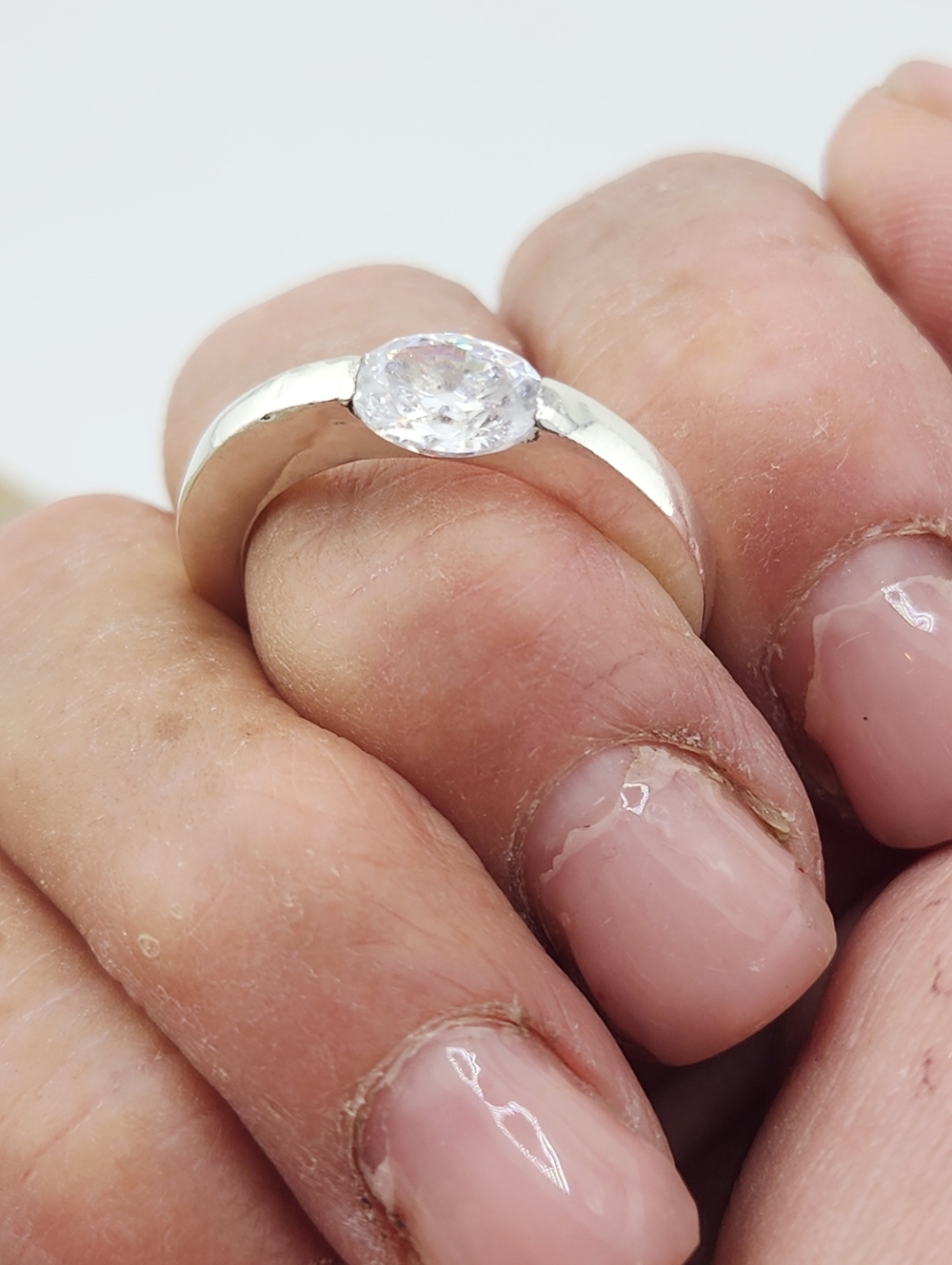 CUBIC ZIRCONIA PRESSURE RING HANDMADE STERLING SILVER SIZE7 - Picture 15 of 15
